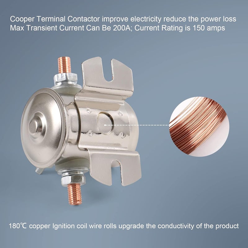 LDMINDA 4 Terminal 24 Volt Continuous Duty Solenoid Relay Need Break 24063 Solenoid for Golf Carts,Winch, Marine Heavy Duty SPST 24VDC 24V Relay Nickel-Plating - Image 4